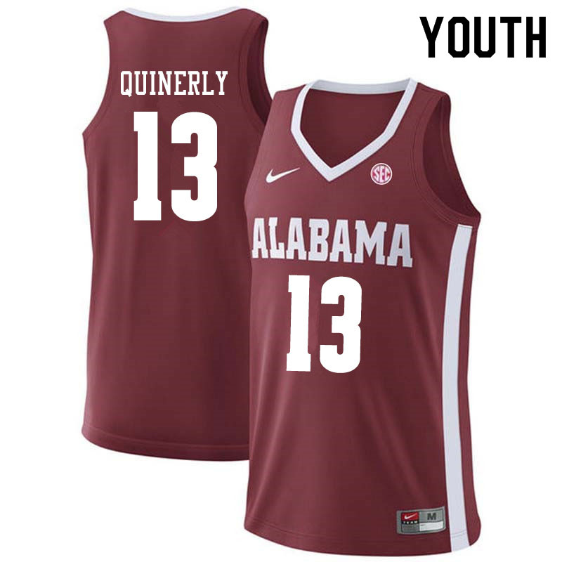 Youth #13 Jahvon Quinerly Alabama Crimson Tide College Basketball Jerseys Sale-Crimson
